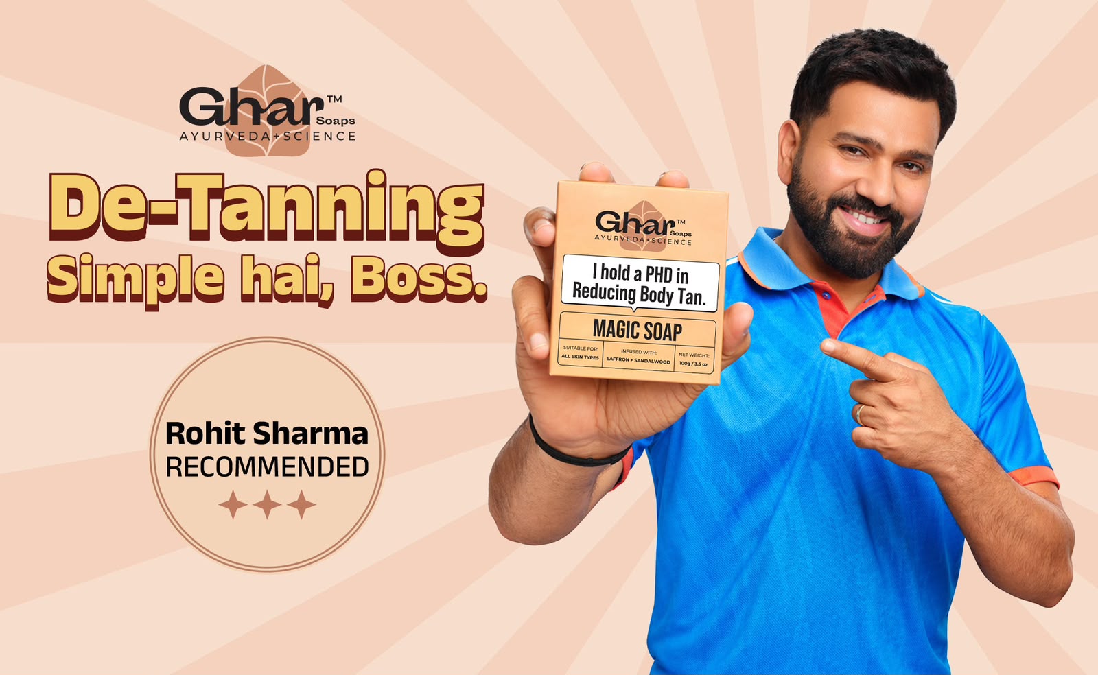 Ghar Soaps De-Tanning Magic Soap, Rohit Sharma recommended